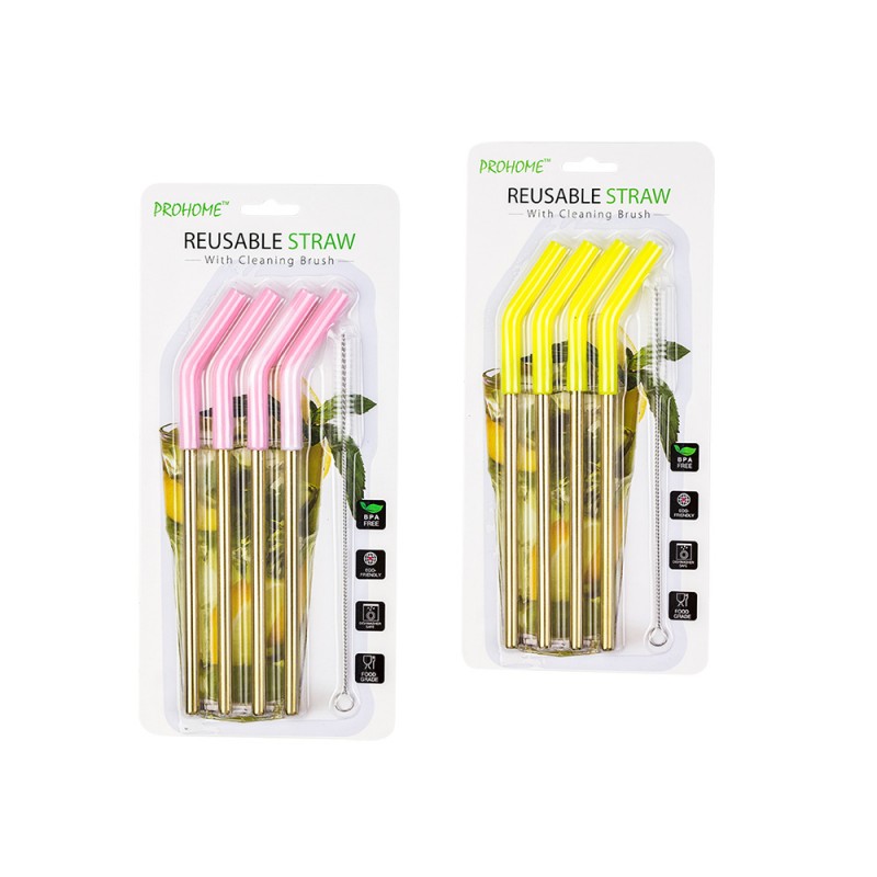 Silicone Tip Stainless Steel Reusable Straws