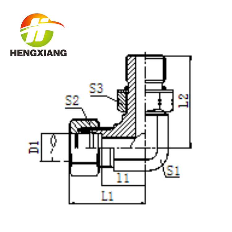 90°ELBOW UN、UNF THREAD ADJUSTABLE STUD ENDS WITH O-RING SEALING ISO 11926  1DO9-OG-RN