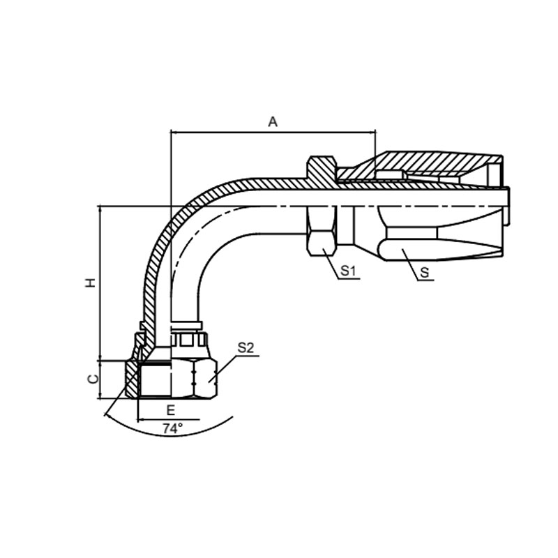 SAE J51490°JIC FEMALE 74° CONE SEAT