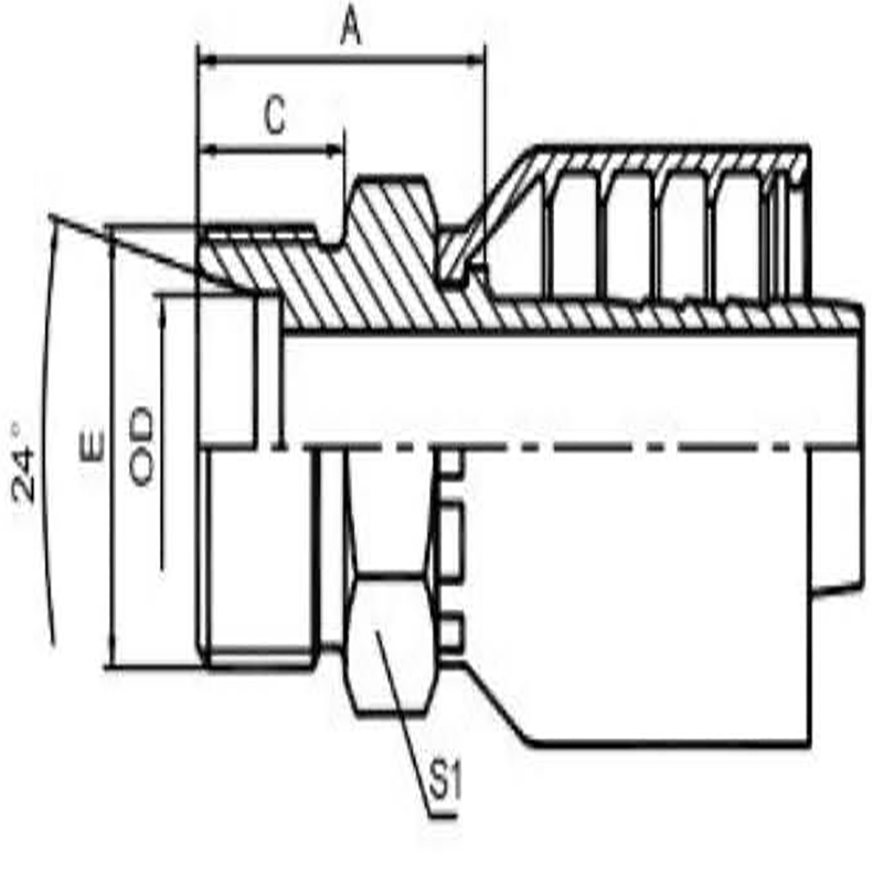 METRIC MALE 24° CONE L.T.ONE-PIECE FITTING