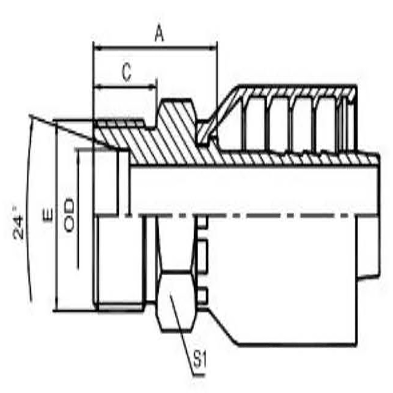 METRIC MALE 24° CONE H.T. ONE-PIECEFITTING