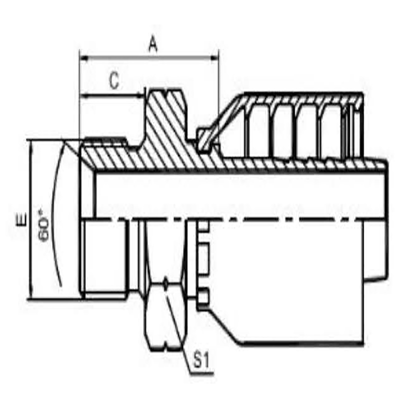 BSP MALE DOUBLE USED FOR 60° CONESEAT OR BONDED SEAL ONE-PIECEFITTING