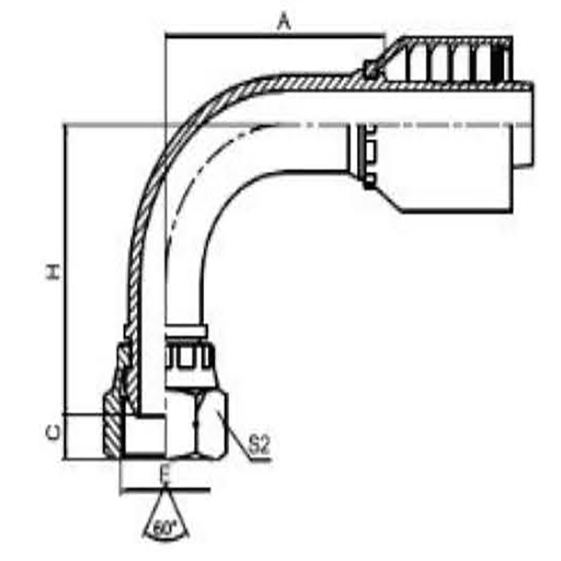 90°BSP FEMALE 60° CONE ONE-PIECE FITTING
