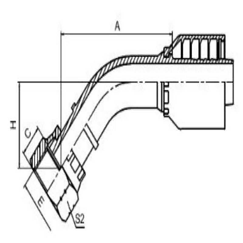 45° ORFS FEMALE FLAT SEATONE-PIECE FITTING