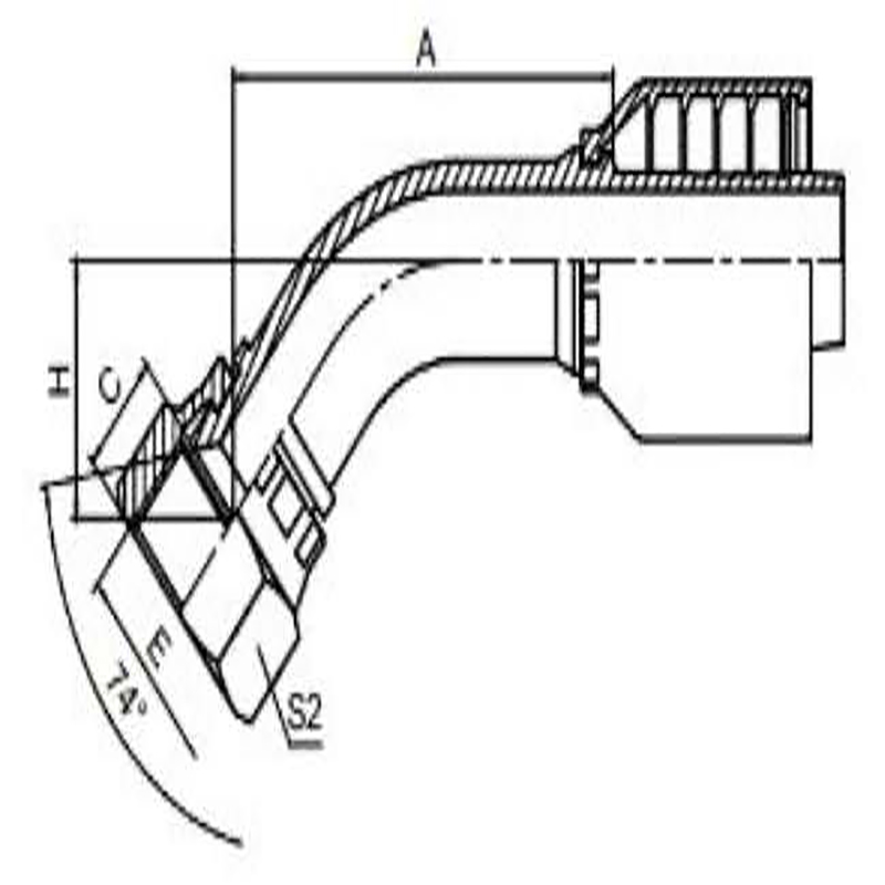 45° JIC FEMALE 74° CONE ONE-PIECE FITTING