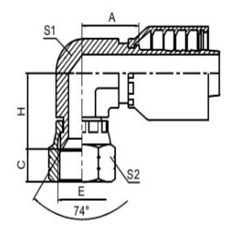 JIC FEMALE 74° CONE DOUBLE HEXAGONONE-PIECE FITTING