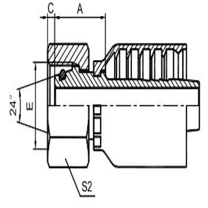 METRIC FEMALE 24° CONE L.T. ONE-PIECEFITTING