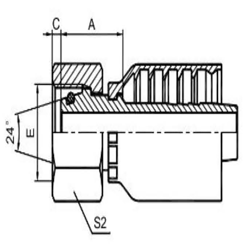 METRIC FEMALE 24° CONE H.T.ONE-PIECE FITTING