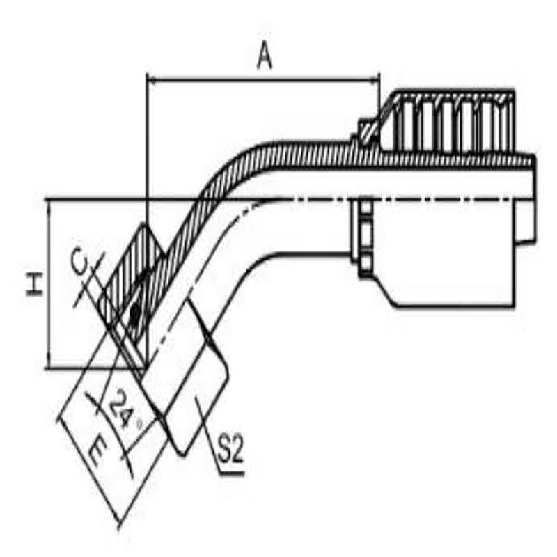 45°METRIC FEMALE 24° CONE H.T.ONE-PIECE FITTING