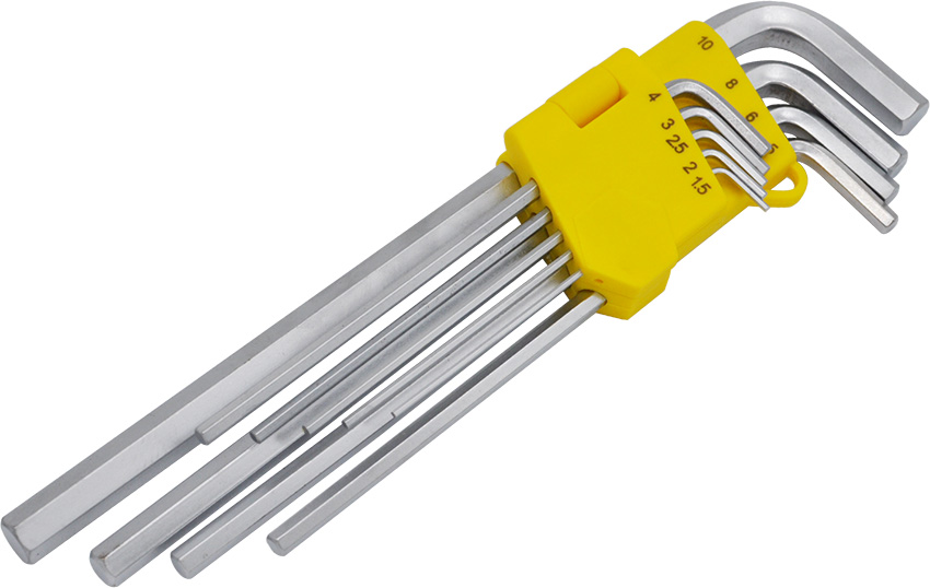 9PCS EXTRA LONG ARM FLAT END HEX KEY
