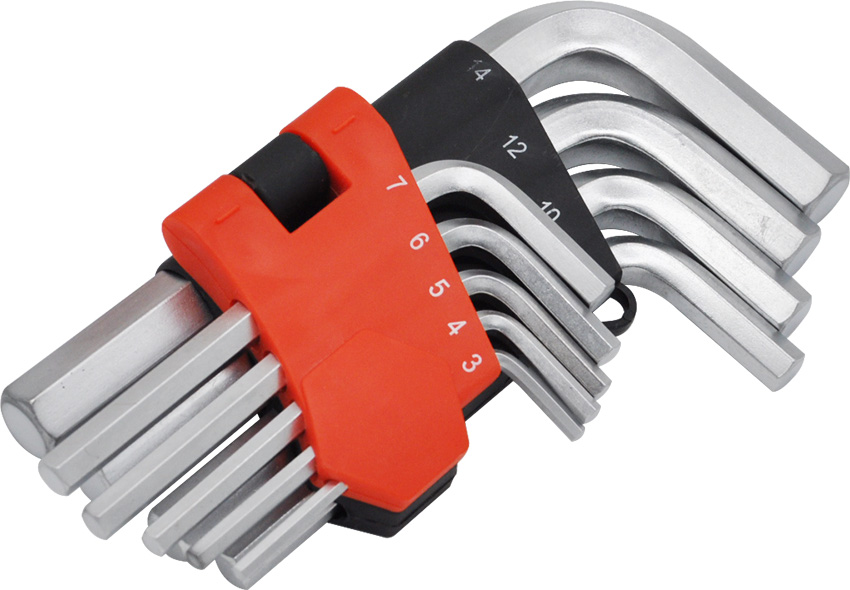 9PCS SHORT ARM FLAT END HEX KEY