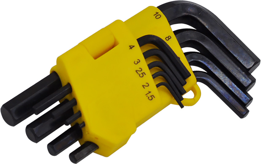9PCS SHORT ARM FLAT END HEX KEY