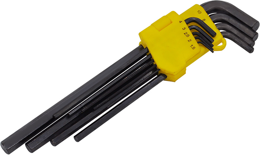 9PCS EXTRA LONG ARM FLAT END HEX KEY