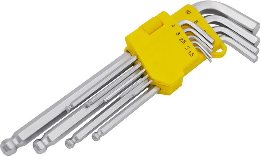9PCS LONG ARM BALL END HEX KEY