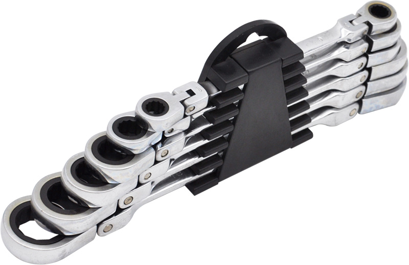6PCS FLEXIBLE DOUBLE RING RATCHET SPANNER SET
