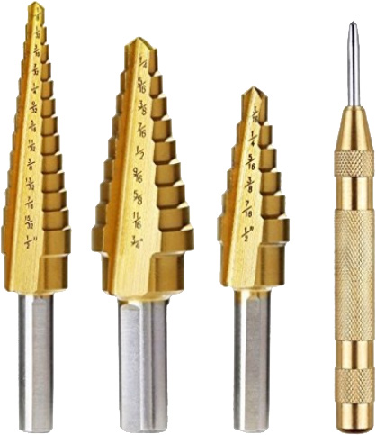 4PCS HSS STEP DRILL SET & CENTER PUNCH SET