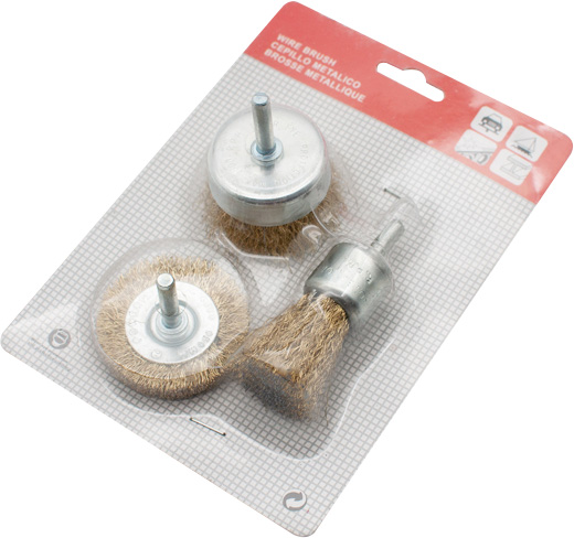 3PCS SHAFT-MOUNTED WIRE  BRUSH SET