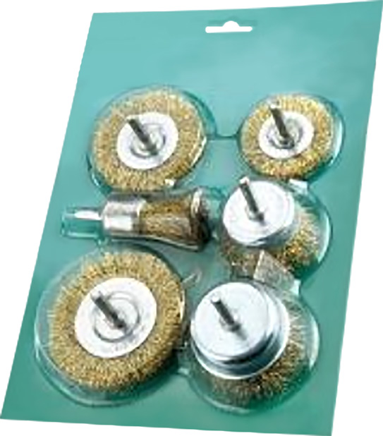 6PCS SHAFT-MOUNTED WIRE  BRUSH SET